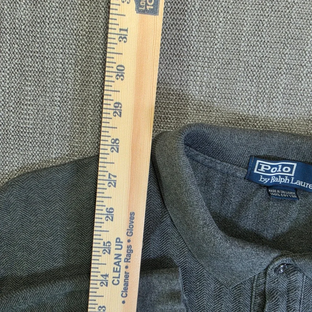 Polo Ralph Lauren Polo Shirt Mens XL Grey Herringbone L/S Cotton‎ Classic